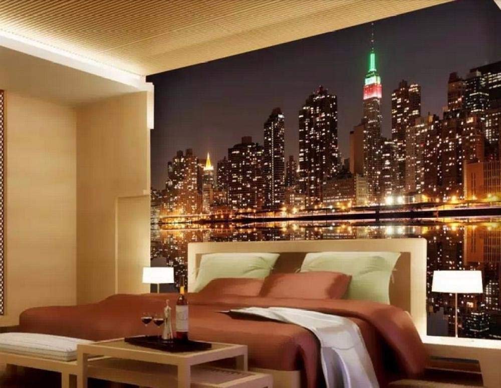 Papier peint mural 3D lumières de la ville WLLLO grand format personnalisable pour salon 400x280 cm