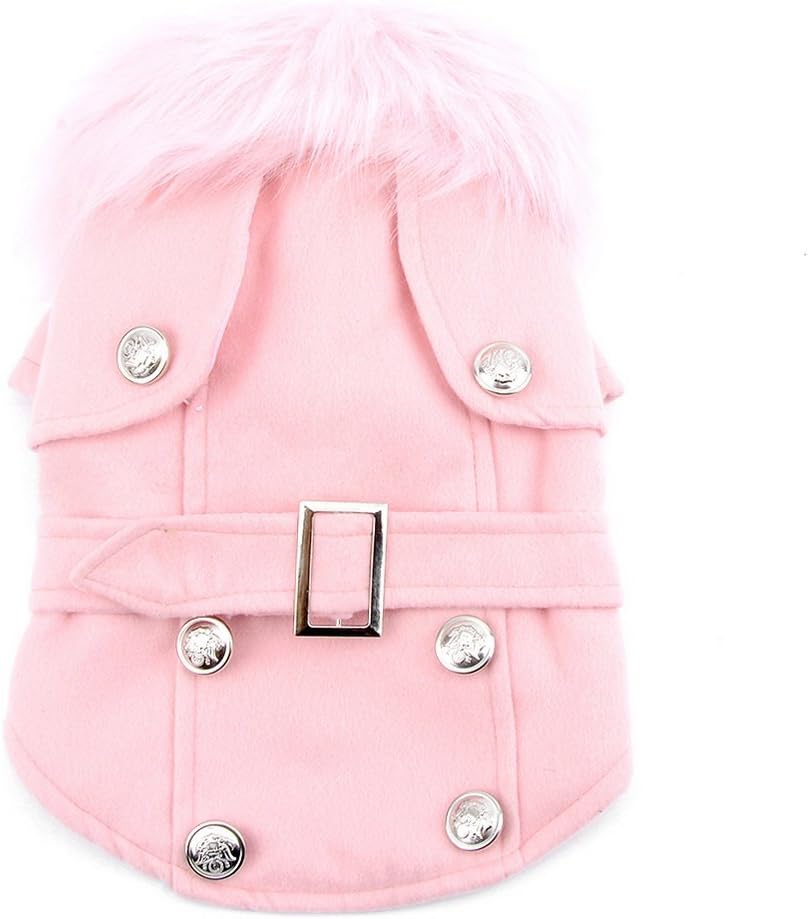 Pet Cat Dog Clothes European Woolen Fur Collar Coat Small Dog Cat Pet