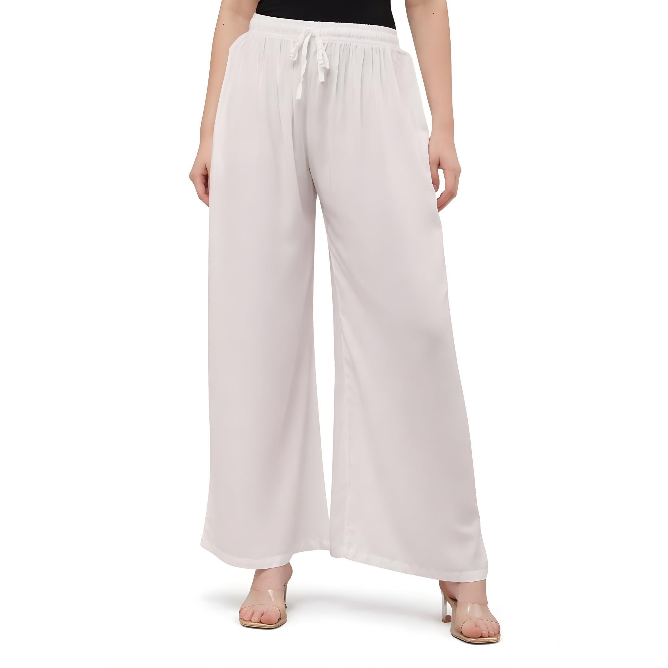 nature thread Women's Cotton Rayon Palazzo – High Waist Wide Leg Ethnic Bottom Wear with Two Side Pockets – Breathable Regular Fit Trousers for Daily & Festive Use Ethnic Wear.-picture-35
