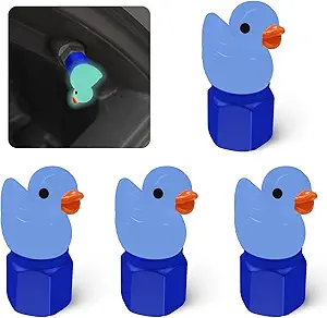 4 Pack Cute Duck tire Valve caps, Glow in The Dark Tire Valve Caps, Interesting and Practical Tire Decoration, Can be Used for Cars, Motorcycles, Trucks, and Bicycles.(Blue)