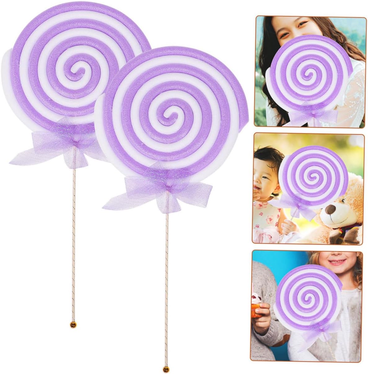Cabilock 2pcs Simulation Lollipop Props Realistic Decorative Candy Ornaments for Photography Educational Use and Scene Decor Safe Material Small Purple Design