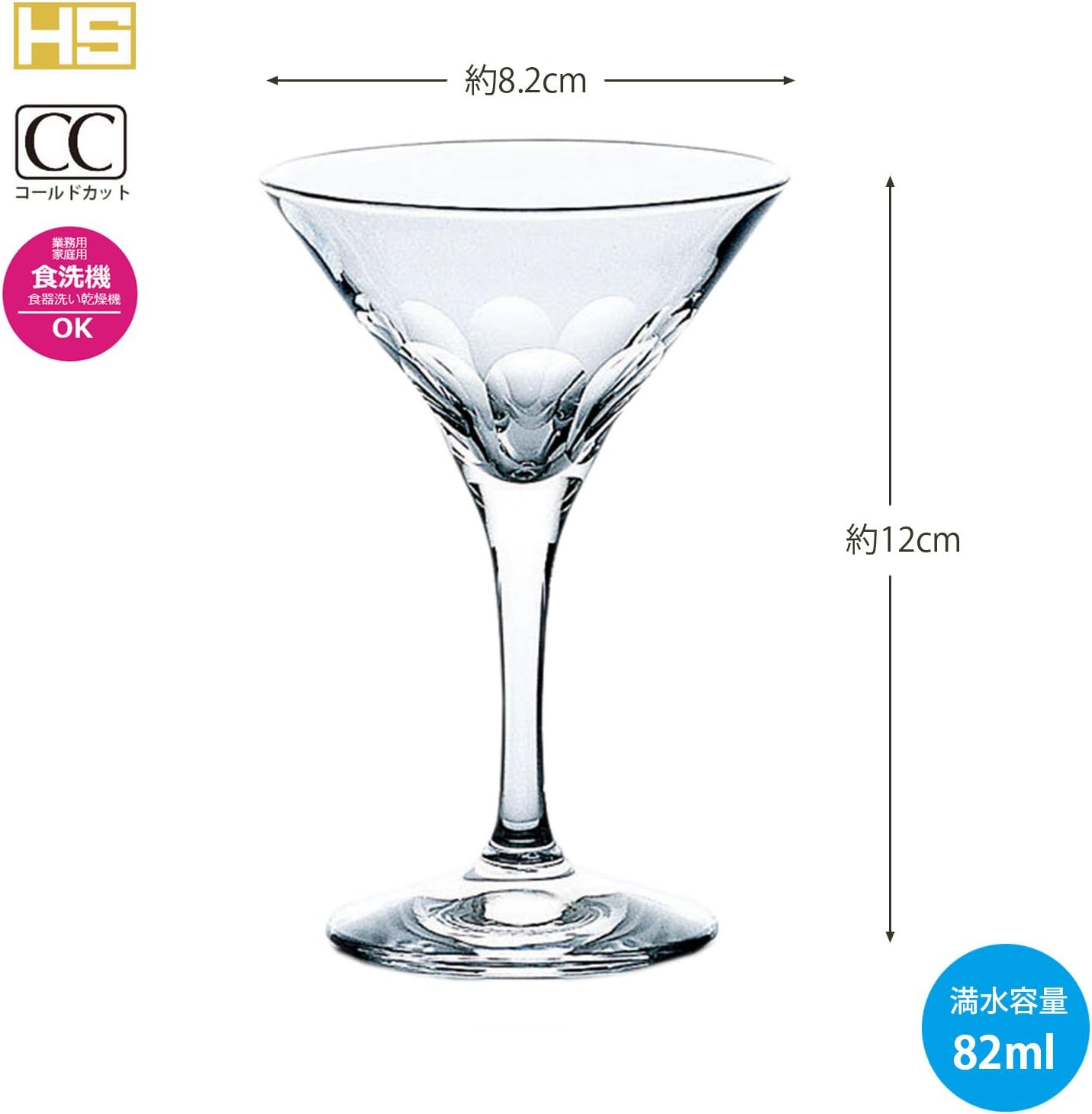 Toyo Sasaki 30G33HS-E102 Cocktail Glass, Laut, Dishwasher Safe, Made in Japan, 3.4 fl oz (90 ml), Shatter-Resistant, Pack of 6