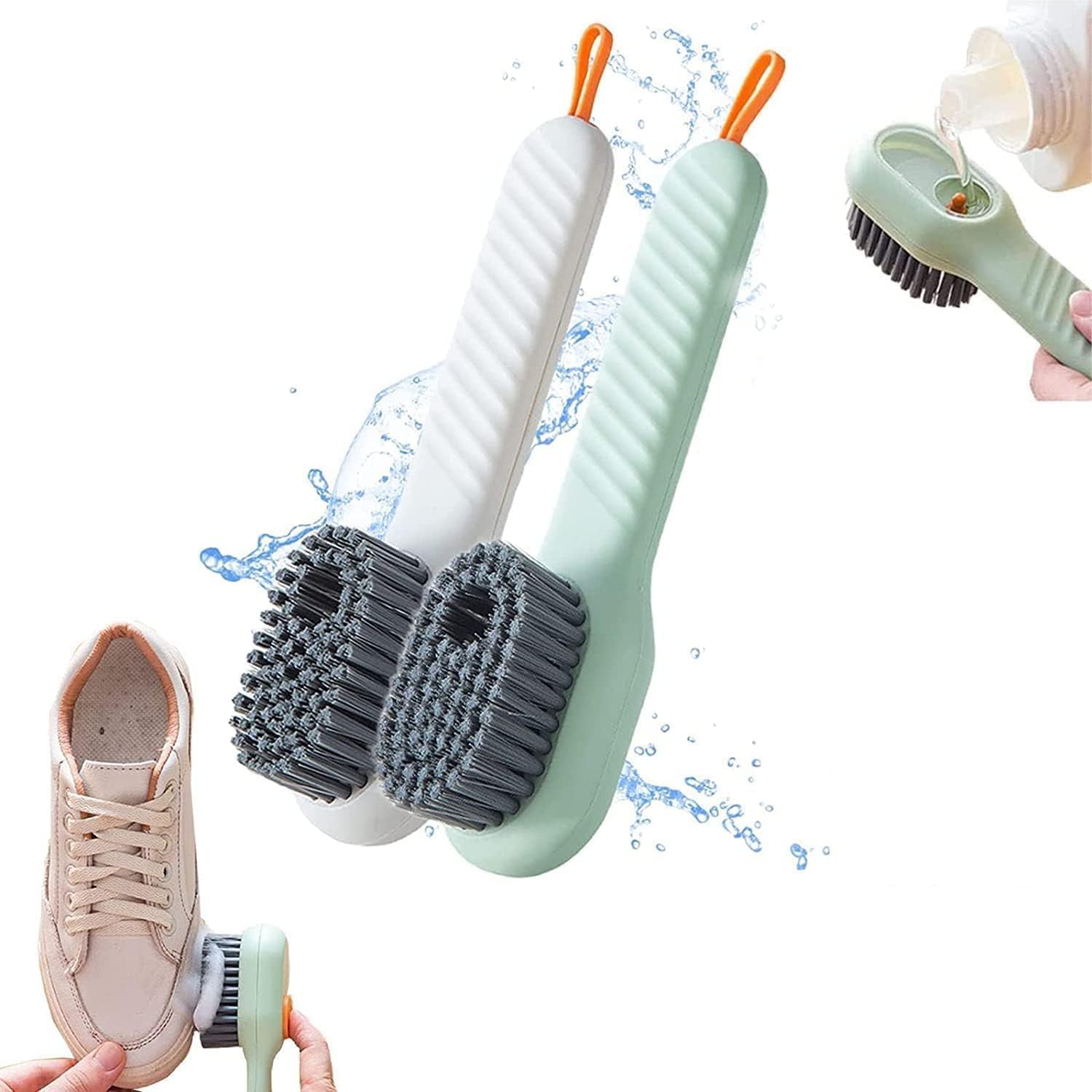 VKDAS Multifunctional Shoe Brush with Liquid Box,Soap Dispensing Cleaning Brush Scrubbing Reusable Washing Brush for Shoes Clothes Cleaning Long Handle Press Type Automatic Liquid Shoe Brush(1 Pc) (B0DFWWZPBW) Amazon Price History, Amazon Price Tracker