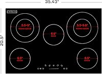 Vista 2 de Empava 36 Inch Electric Ceramic Cooktop, 5 Radiant Burners with Dual-Ring Rear Zones & 100W Warmer, Touch Slider Controls, Stop & Go, Child Lock