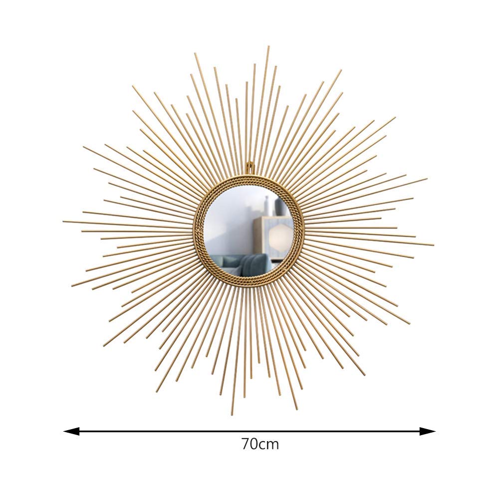 Grande specchio rotondo da parete Starburst Sunburst – Specchio decorativo in metallo da appendere per sala da pranzo, soggiorno, corridoio e veranda