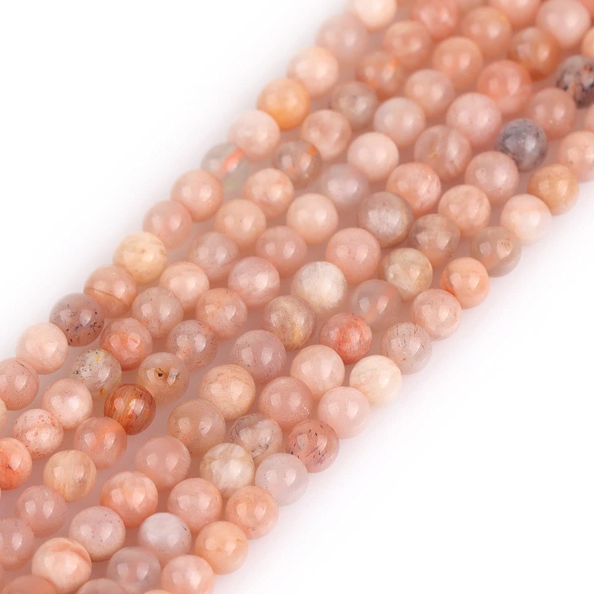 GEM-Inside Natural 4mm Sun Stone Round Gemstone Semi Precious Loose Beads for Jewellery Making 15''