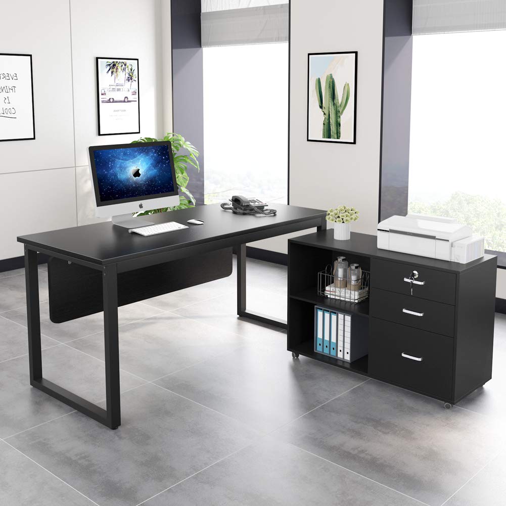 Buy Tribesigns LShaped Desk, 55 inch Modern Computer Desk with 35inch