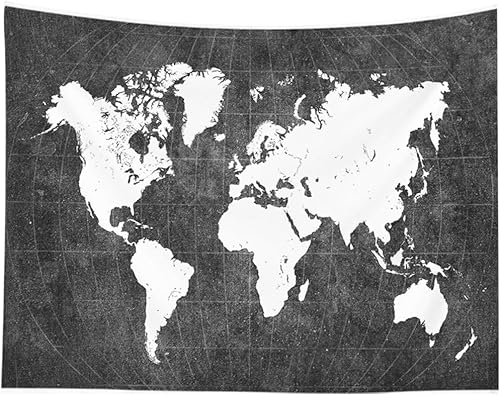 Capsceoll - Tapiz de mapamundi, con mapa azul grande, para colgar en la pared, 80 x 60 pulgadas, azul y blanco, decoración de la habitación