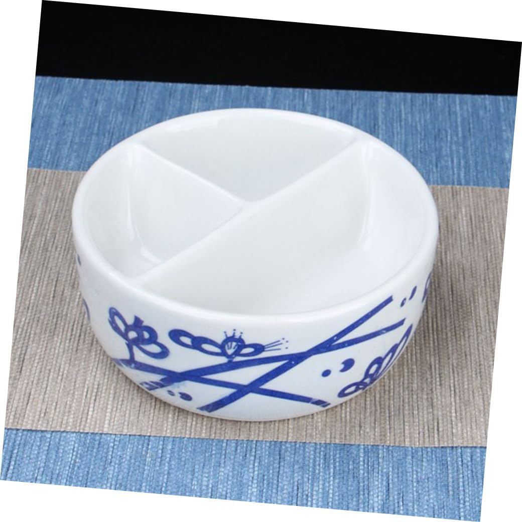 Multifunctional Blue and White Porcelain Ceramic Palette with Brush Washer Compartments 16.5x6.6cm Watercolor Pigment Tray for Artists and Calligraphy Painting