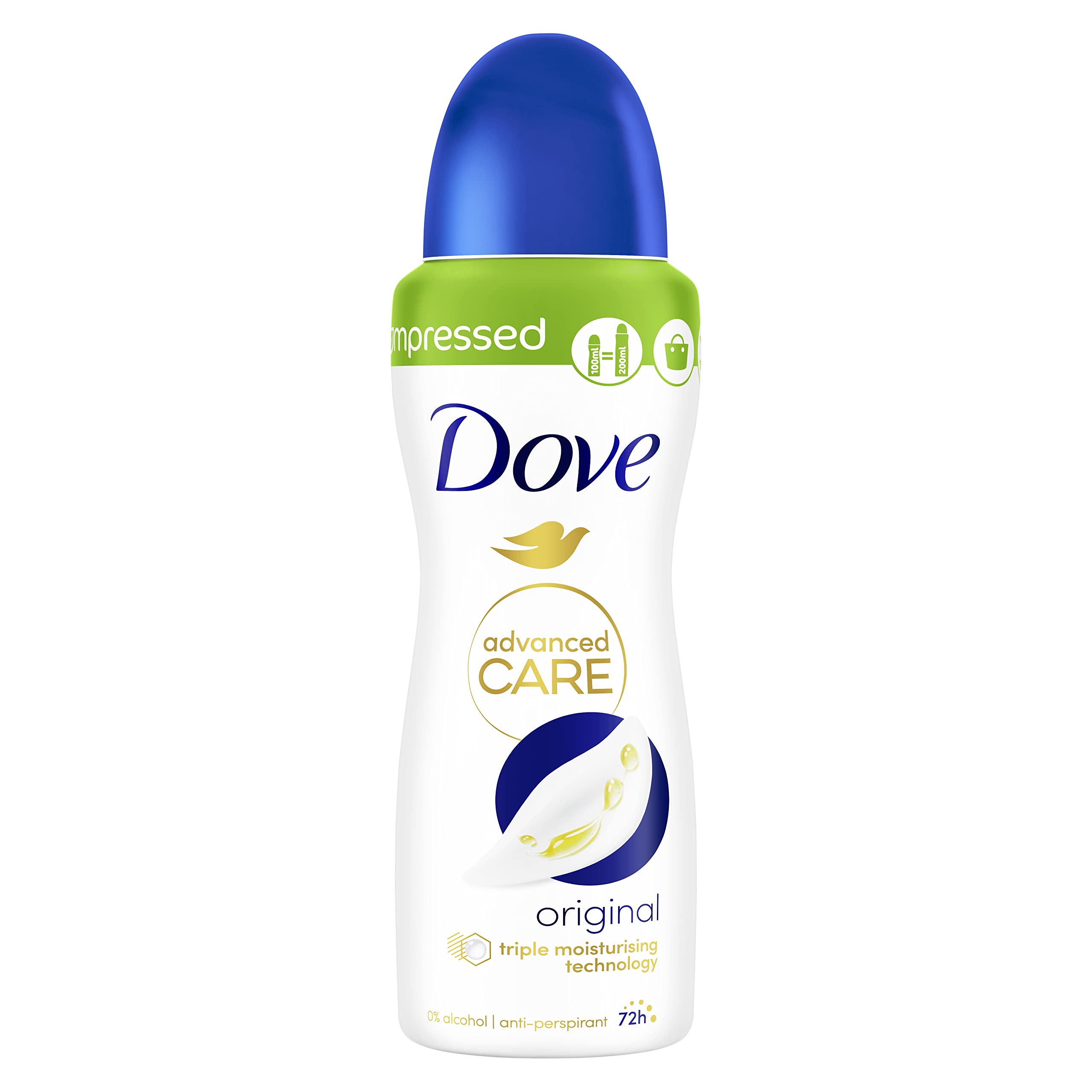 Dove Advanced Care Original Anti-perspirant Deodorant Spray with Triple Moisturising technology aerosol for 72 hours of protection 100 ml