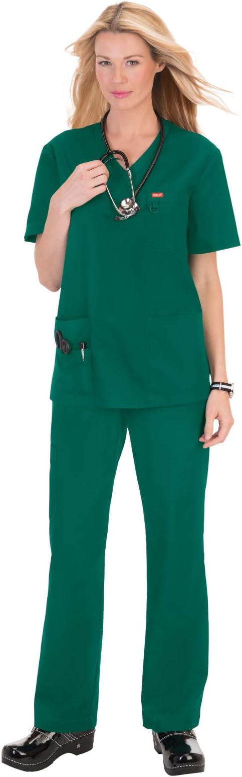 KOI Balboa V-Neck Unisex Scrub Top with Multiple Pockets and D-Ring