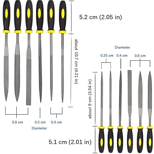 Miniatura 4 de Kit de limas de raspa de madera  Juego de 12 limas de aguja de metal pequeñas surtidas con cepillo de cerdas y funda de transporte para correa de