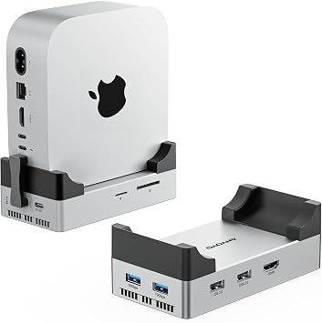 ANYOYO Mac mini M4 Dock, 10Gbps 8TB NVMe M.2 SSD Enclosure, HDMI 4K@60Hz, 2USB-A 3.1, 2USB-A 2.0, SD/TF Card Reader, PD30W, Wi-Fi Signal Friendly, USB Hub with Cooling Fan for Mac mini M4&M4 Pro