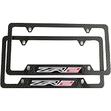 ZR2 License Plate Frame Cover Holder ForChevy ZR2, Carbon Fiber, Truck Car Accessories 2PCS