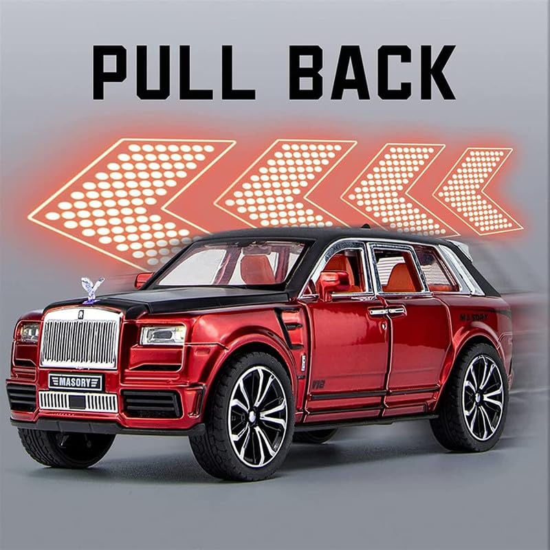 Image of Kids Model 1:32 RR Cullinan Masory Die Cast Metal Car Pull Back Action Opening Doors with Realistic Engine Sound Lights Toy Car Gift for Boys - Multi