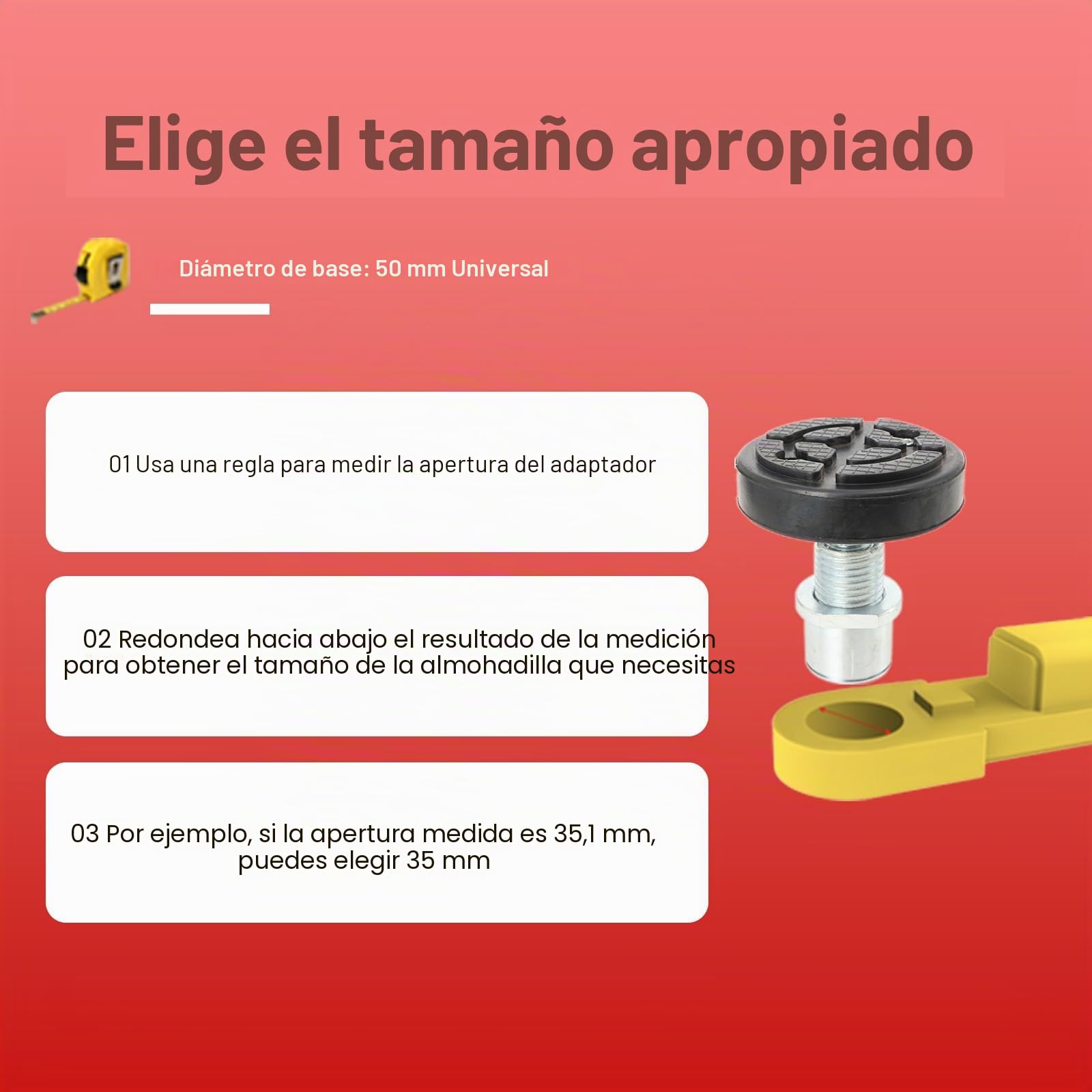 4 Piezas Bloque de Goma Protector, Almohadilla de Goma para Elevador de Coches, Bloque Redondo, Fijación Giratoria Ø50mm