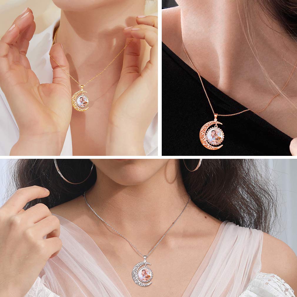 Custom4U Collana personalizzata con foto, ciondolo personalizzato in argento sterling AAAAA+ con zirconi cubici con qualsiasi testo desideri, 16''/18''22'' (con confezione regalo)