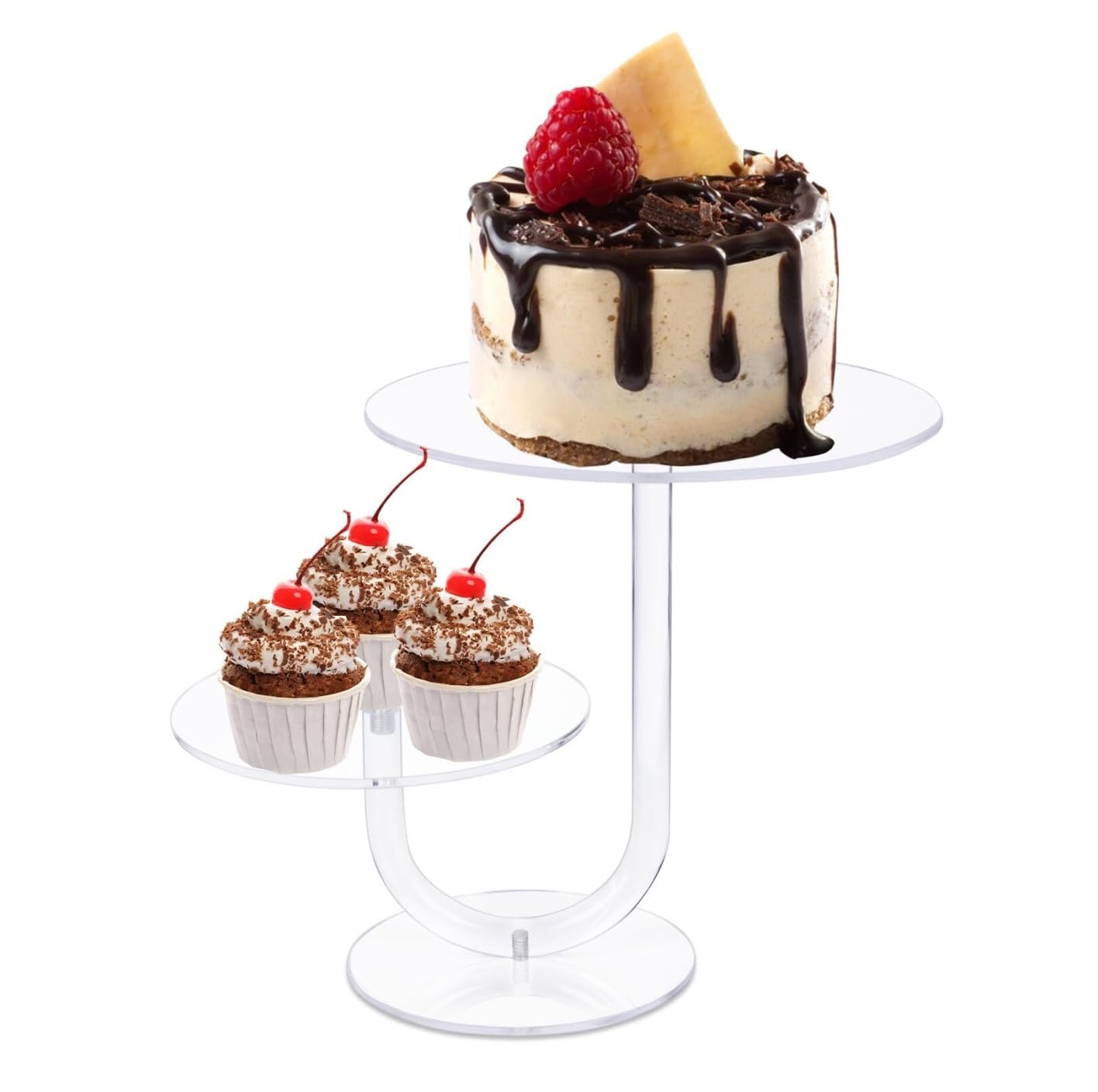 Alzatina per Dolci Alzata for Torta a 2 Livelli in Acrilico, espositore for Cupcake e Dessert Alzata per Desser(22.8cm)