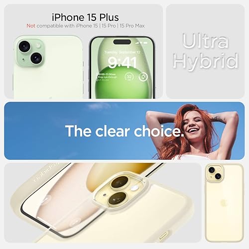 Miniatura 2 de Spigen Funda ultra híbrida diseñada para iPhone 15 Plus (2023), antiamarilleo protección de grado militar - Transparente