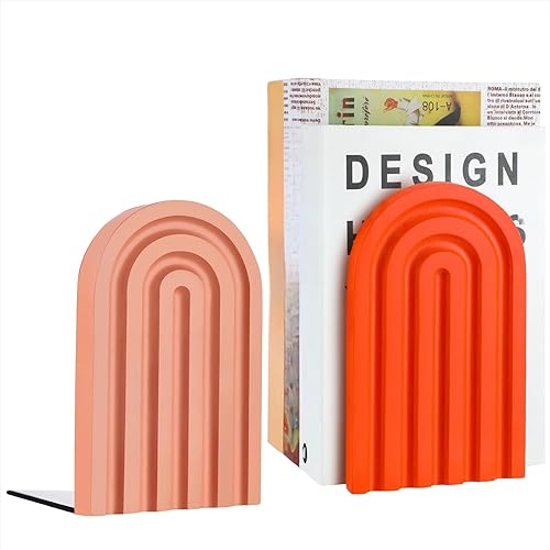 Harloon Sujetalibros boho lindo bohemio con extremos de libro de madera arcoíris para estantes, películas decorativas, Cds, 5 x 4 x 3 pulgadas