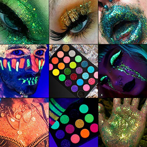 Colorful Eyeshadow Makeup Palette, De’lanci Neon Rainbow Colors + Natural Colors+Neon Glitter Eye Shadows Pallet, Matte Shimmer Highly Pigmented Metallic Colorful Eyeshadow Pallet For Girls Women… #TOP4