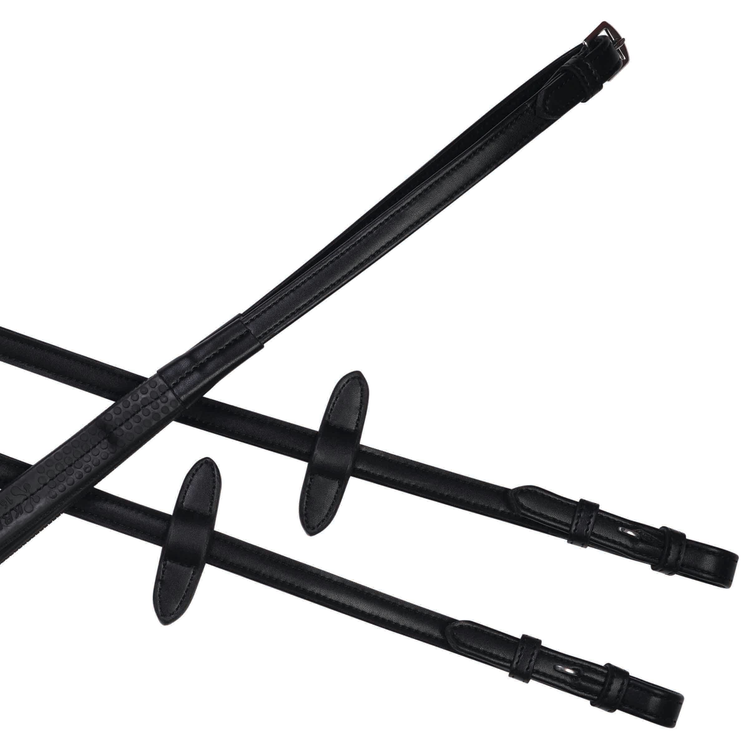 Collegiate Syntovia+ Rubber Reins, Black, 54"