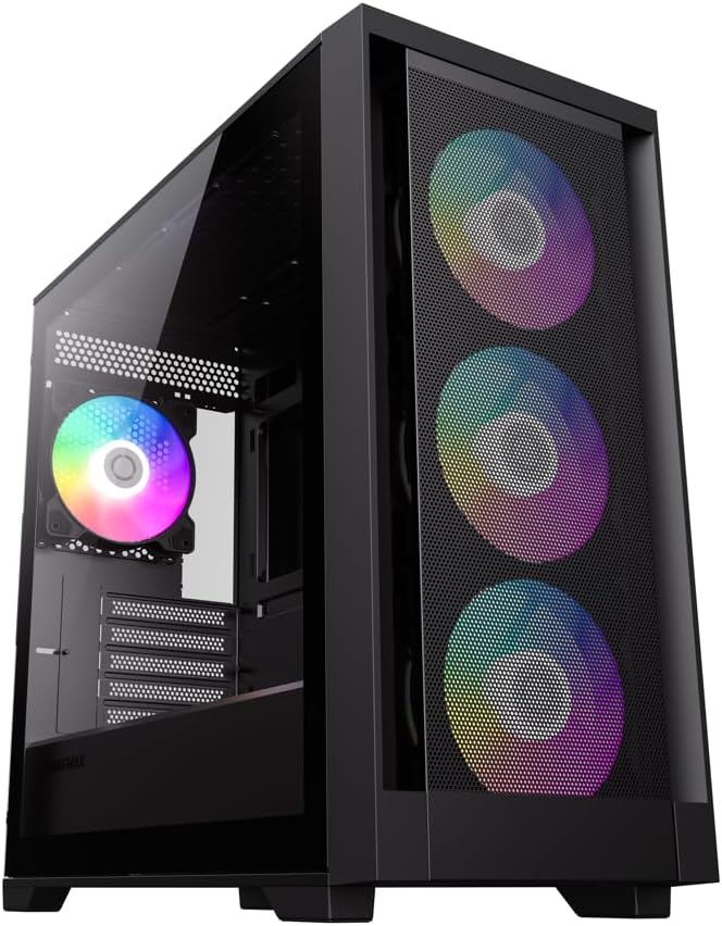 GameMax Defender Mesh Micro-ATX Gaming PC Case Pre-Installed 4X ARGB Fan