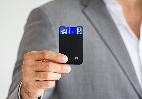 Miniatura 5 de Modern Carry Cartera delgada para tarjetas de crédito ultrafina, Negro con 2 ranuras para tarjetas, Cartera para tarjetas de crédito