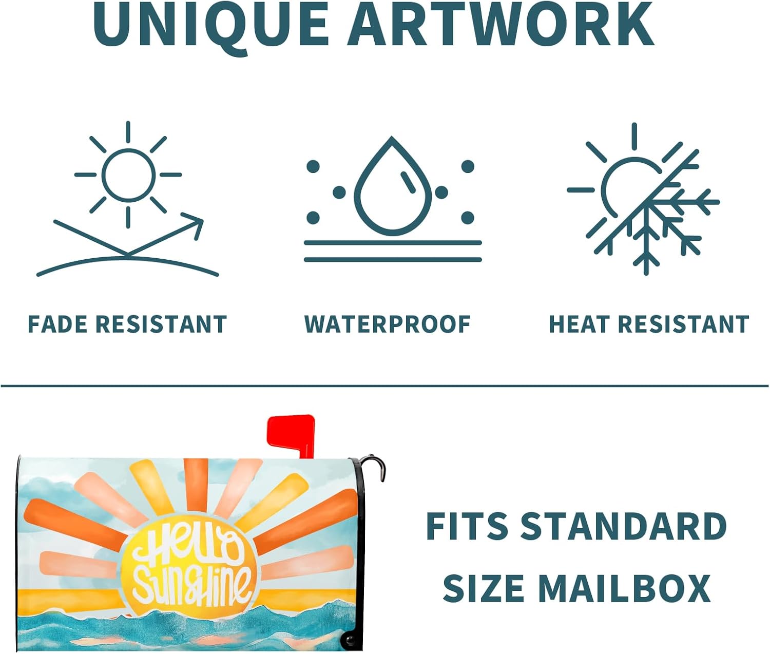 Summer Sunshine Mailbox Cover Beach Boho Colorful Mailbox Covers Magnetic Standard Size 21" X 18" Spring Seasonal Ocean Nautical Wrap Post Letter Box Decor for Spring Home Outdoor Yard Garden