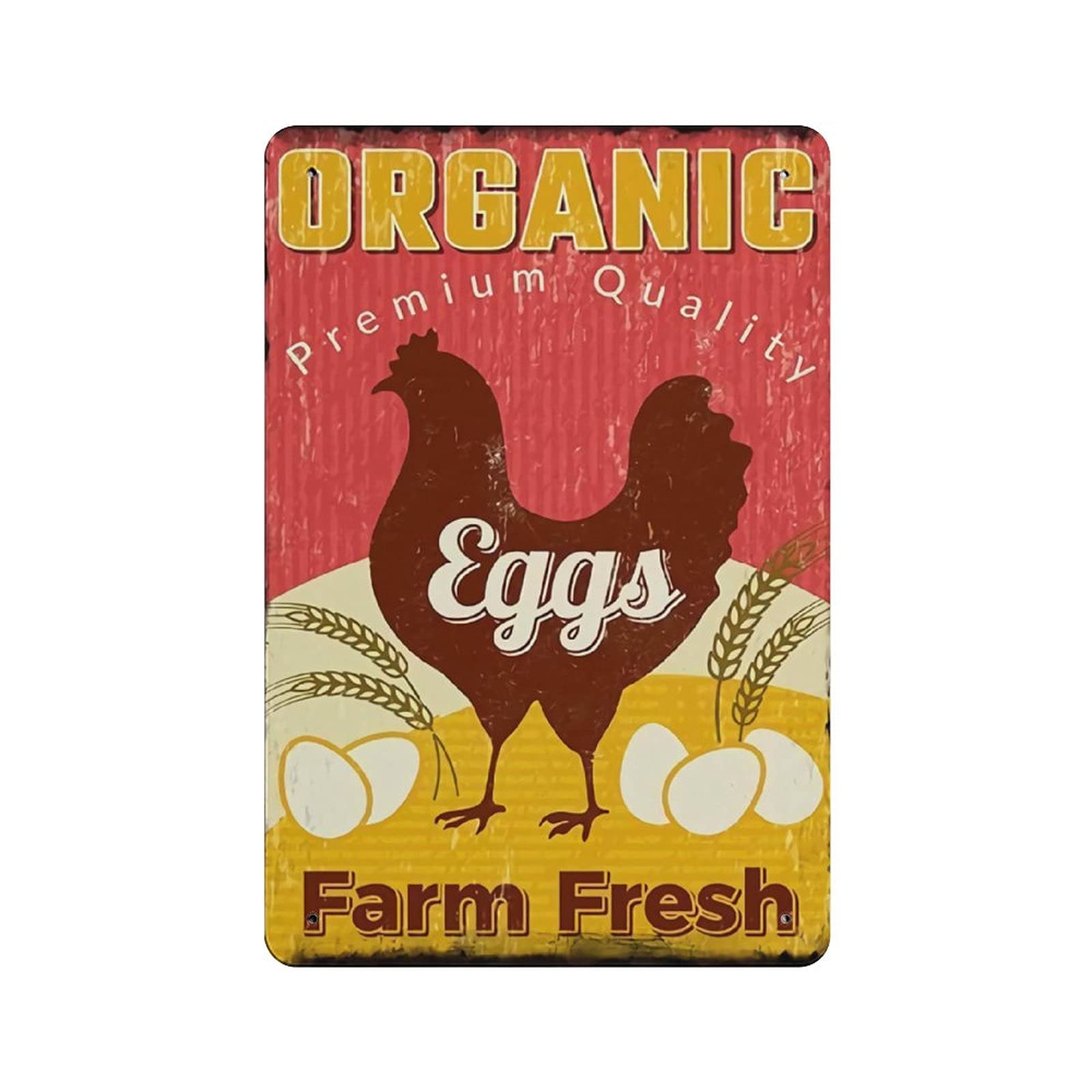 Metal Tin Sign Organic Eggs Farm Fresh Vintage Tin Poster Metal Sign Wall Decoration Country Kitchen Home Garage Decor 12"x8"
