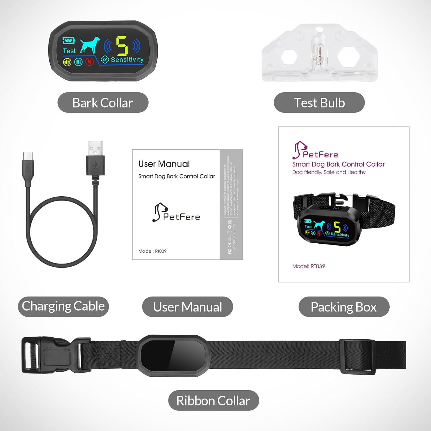 Dog Bark Collar, Waterproof Rechargeable Shock Collar for Small Dogs, Smart Training Collar with 5 Sensitivity Levels and 4 Adjustable Beep Vibration Safe Shock Modes