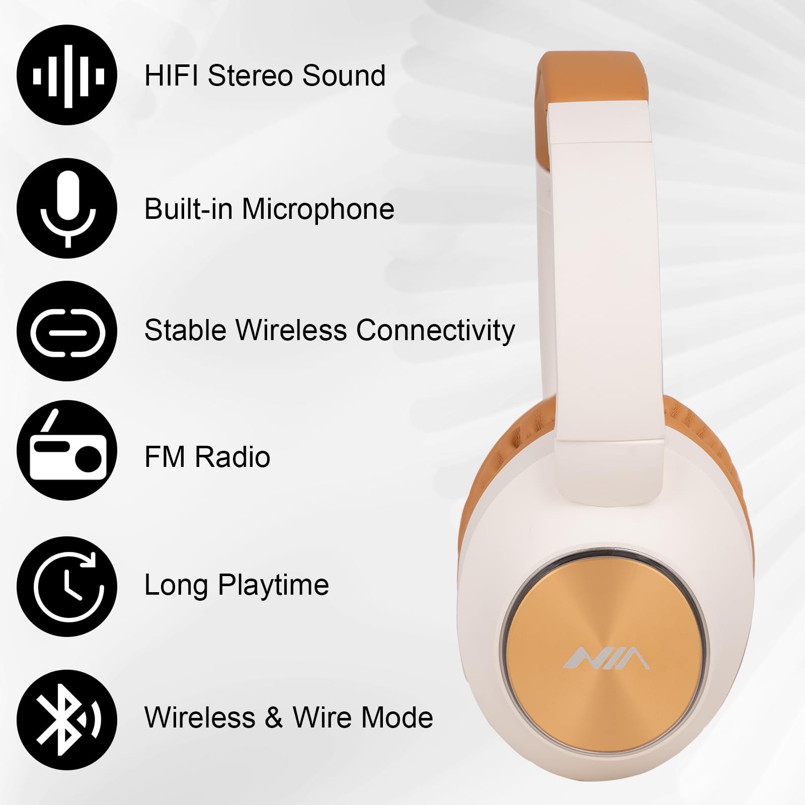 XuanGui Wireless Over Ear Headphones, Bluetooth 5.3 Wireless Headphones, Hi-Fi Stereo Foldable Headphones with Mic - Image 4