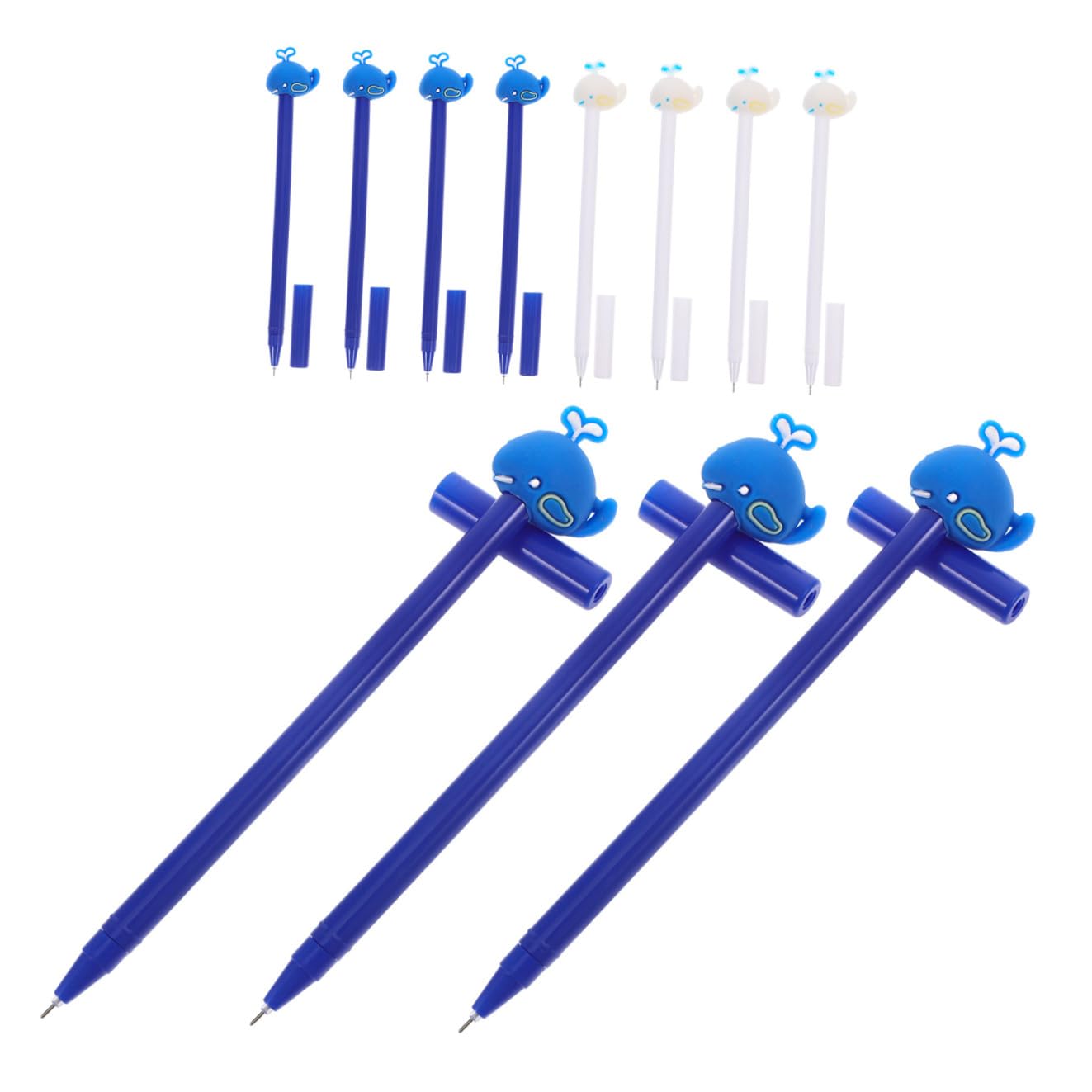 Set da 13 Pezzi Penne Gel per Firma a Inchiostro Fluido Penne a Forma di Balena in Plastica Colorate Assortite per Studenti e Uso Ufficio