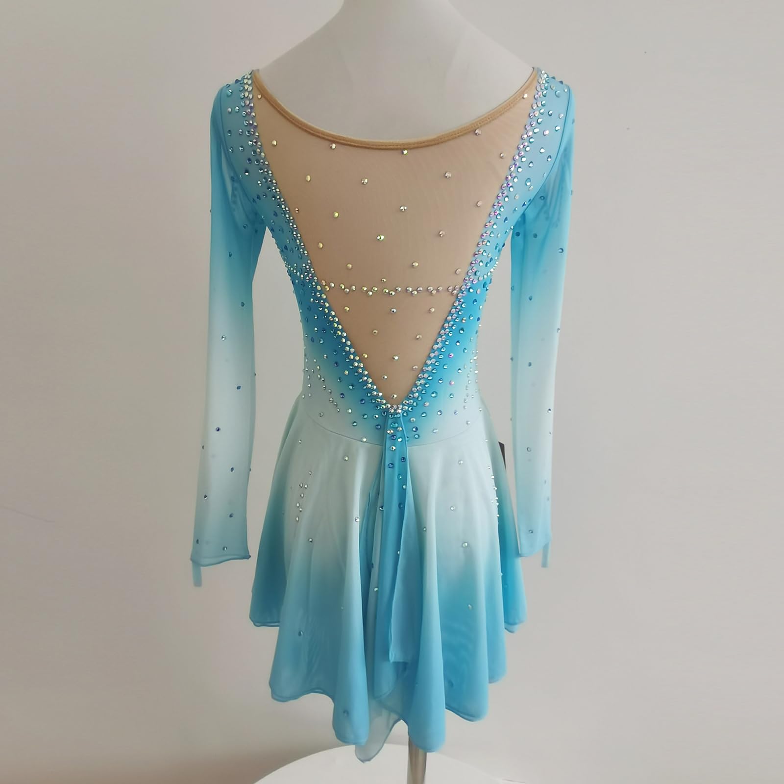 LIUHUO Elegantes blaues Eiskunstlaufkleid für Mädchen und Damen – Wettkampf-EIS-Tanzkleid – Skating-Kleidung