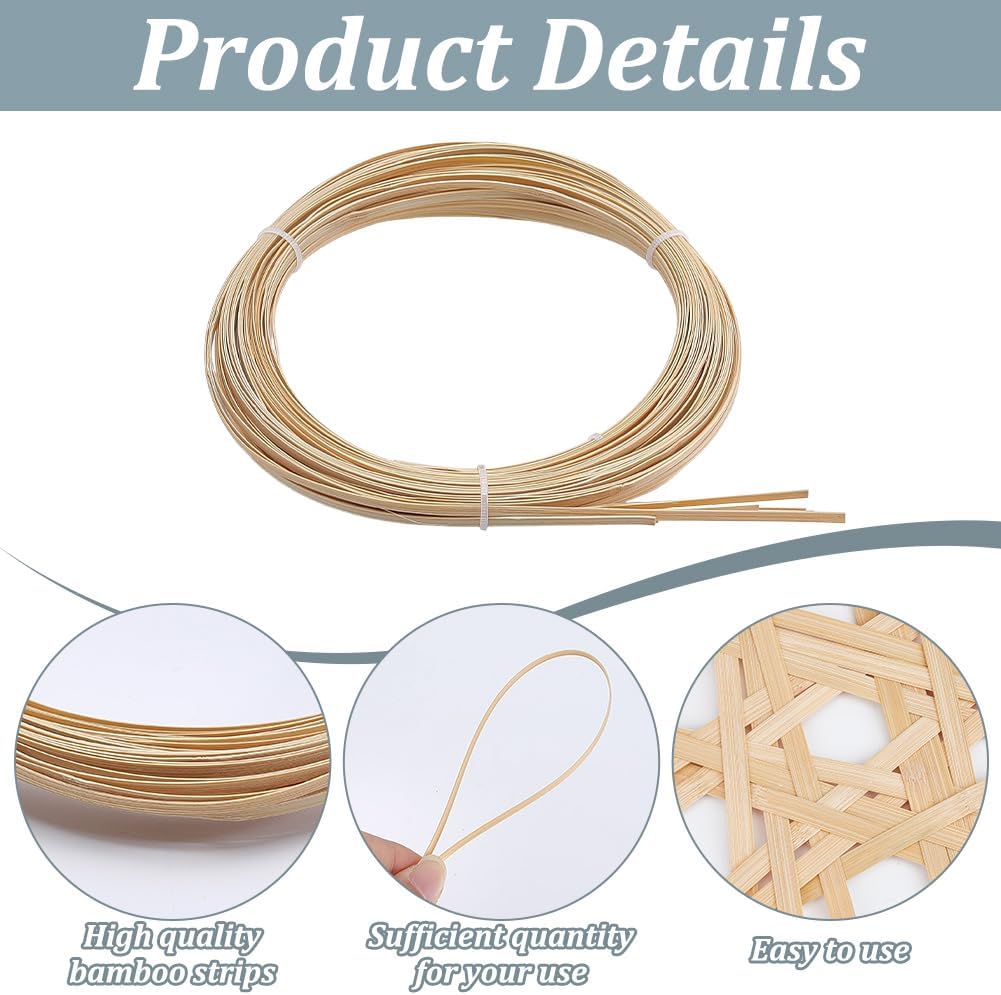 FREEBLOSS 10 Rolls Bamboo Strips for Weaving 0.12inch x 9.8ft Wicker Repair Kit 0.4mm Thick Bamboo Strips for Basket Making for DIY Crafts