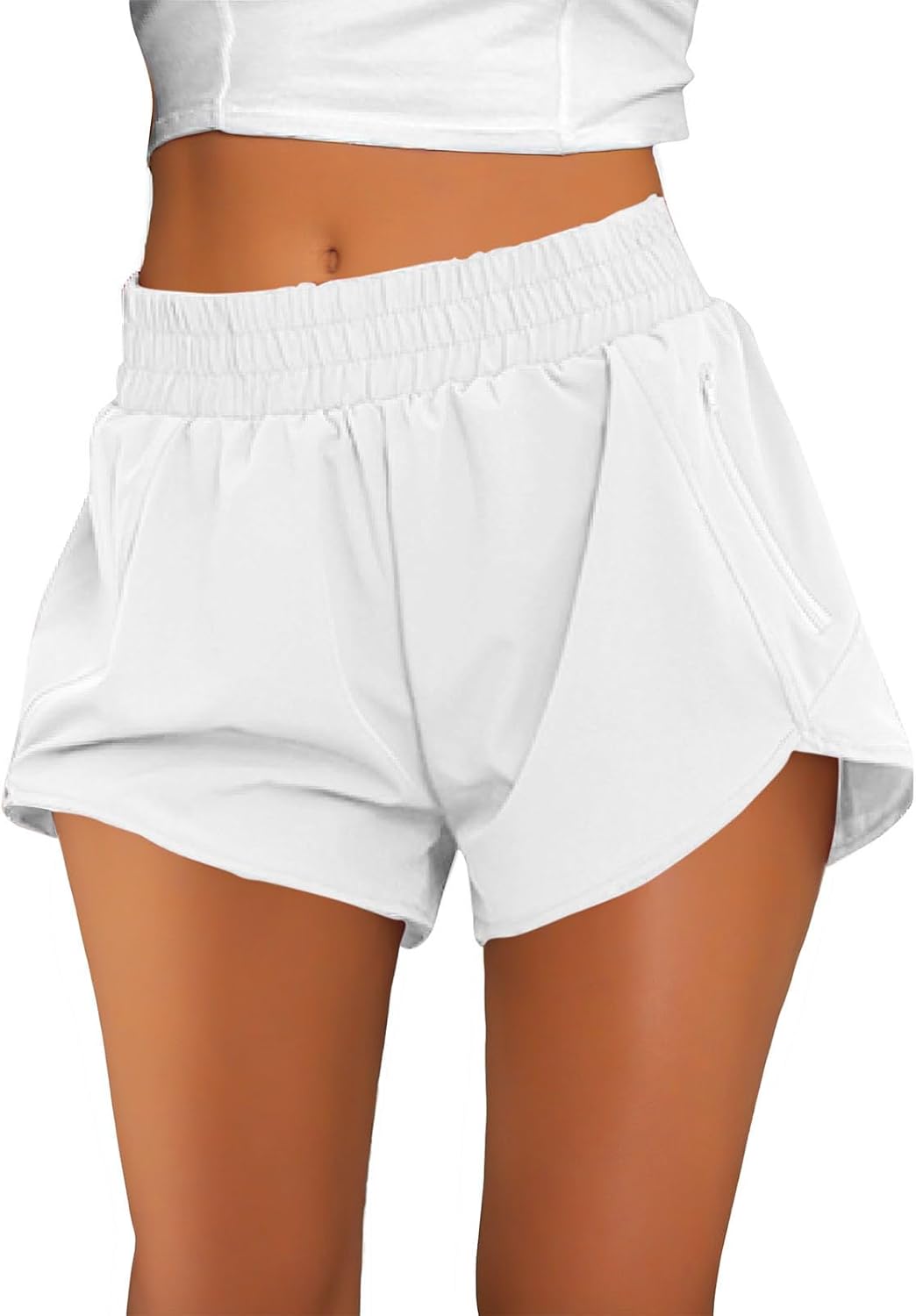 Running Shorts for Women Athletic Gym Workout Shorts Sporty Summer Activewear Outfits with Side Zipper Pockets