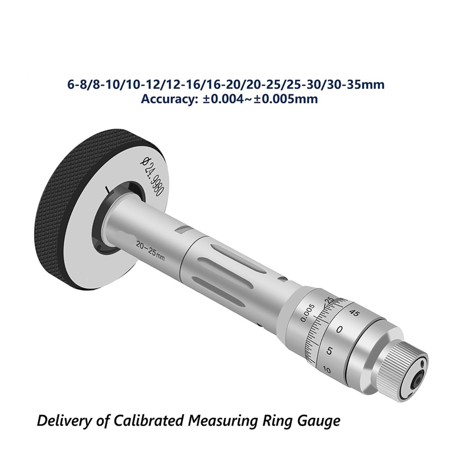 Drei-Klauen-Innendurchmesser-Mikrometer, Dreipunkt-Innendurchmesser, Mikrometer-Blende, hohe Präzision 0,004 mm, Präzisionsmaschinen-Werkzeug