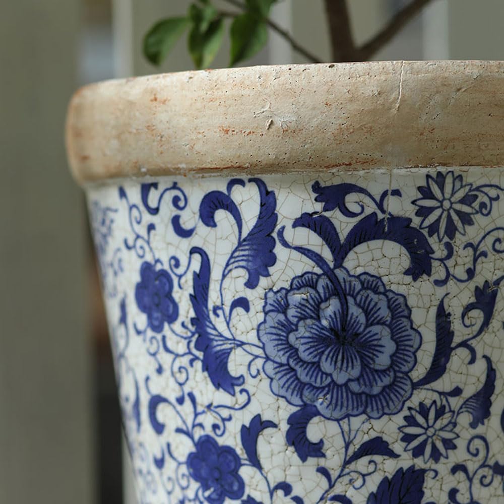 Ceramiczna okrągła doniczka na rośliny, doniczka na sukulenty, wazon na kwiaty, wiele opcji kolorystycznych, wazon na sukulenty do domu i biura (niebieski)