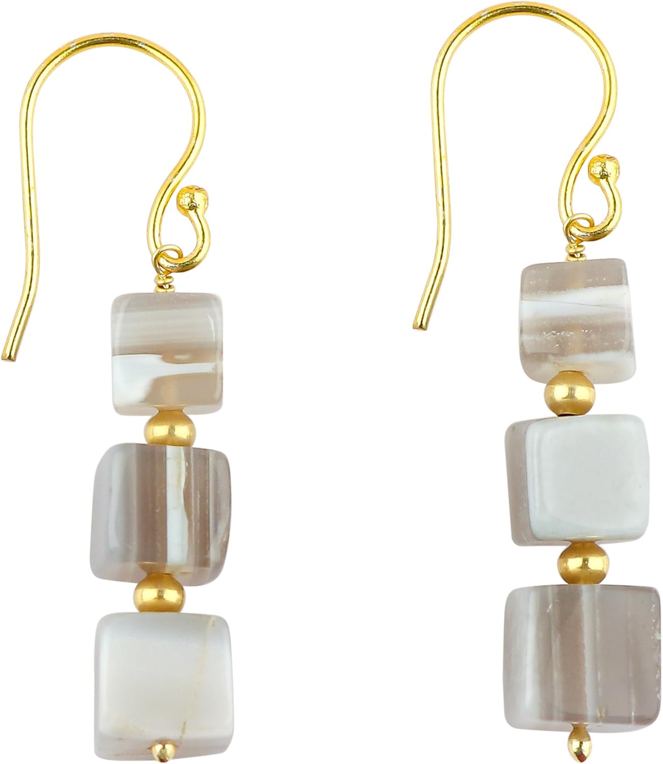 Natural Gemstone Dangling Earrings, Polished Beads Stones, Handmade Bohemian Lightweight Jewelry, Healing Crystals, 14K Gold Plated, Christmas Gift for Women