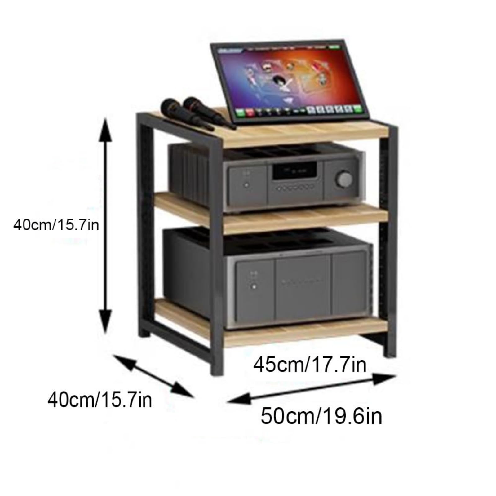 AV-Regal, 3/4/5/6 Etagen, verstellbarer AV-Media-Ständer, Holzregale, Stereo-Regal, AV-Schrank, Audio-Video-Komponenten, Schrank, Heimecke, Media-Center, Weiß, 3 Etagen