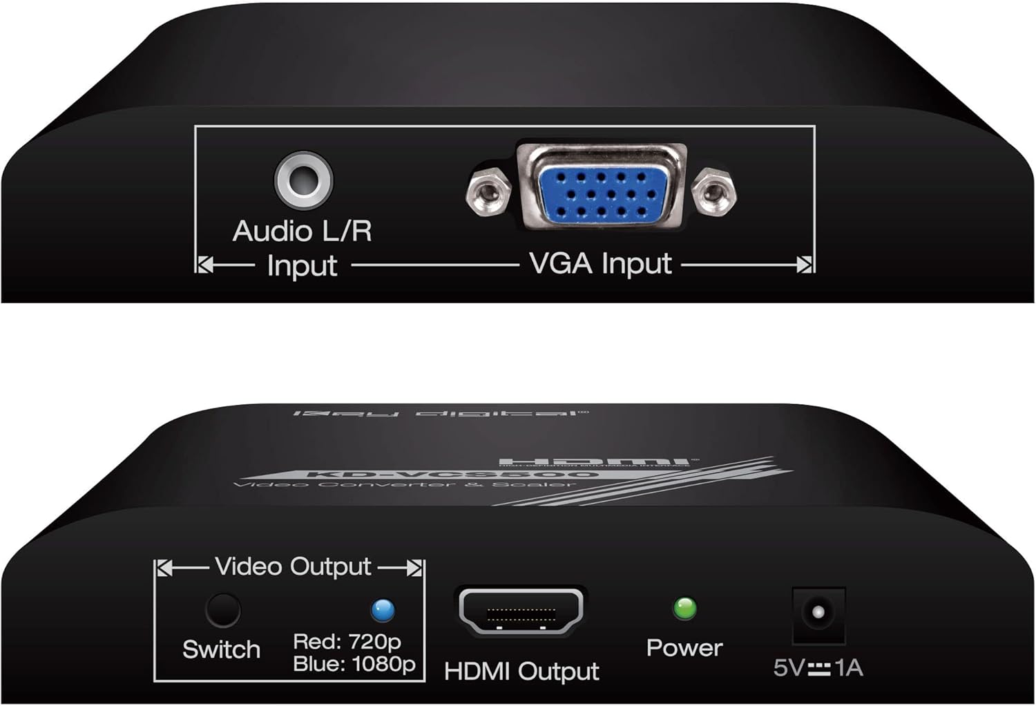 KD-VCS500: VGA to HDMI Converter Scaler converts VGA Video and Analog Audio to Digital HDMI Video and Audio