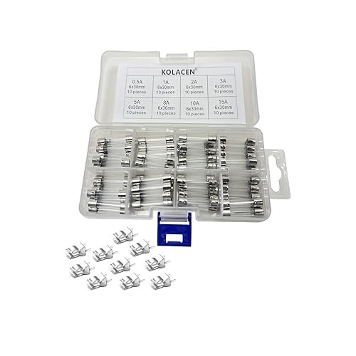 Vista 10 de Fusible de tubo de vidrio rápido de soplado rápido de 0.197 x 0.787 in, kit surtido 0.5Amp 1Amp 2Amp 3Amp 4Amp 5Amp 6Amp 8Amp 10Amp 15Amp