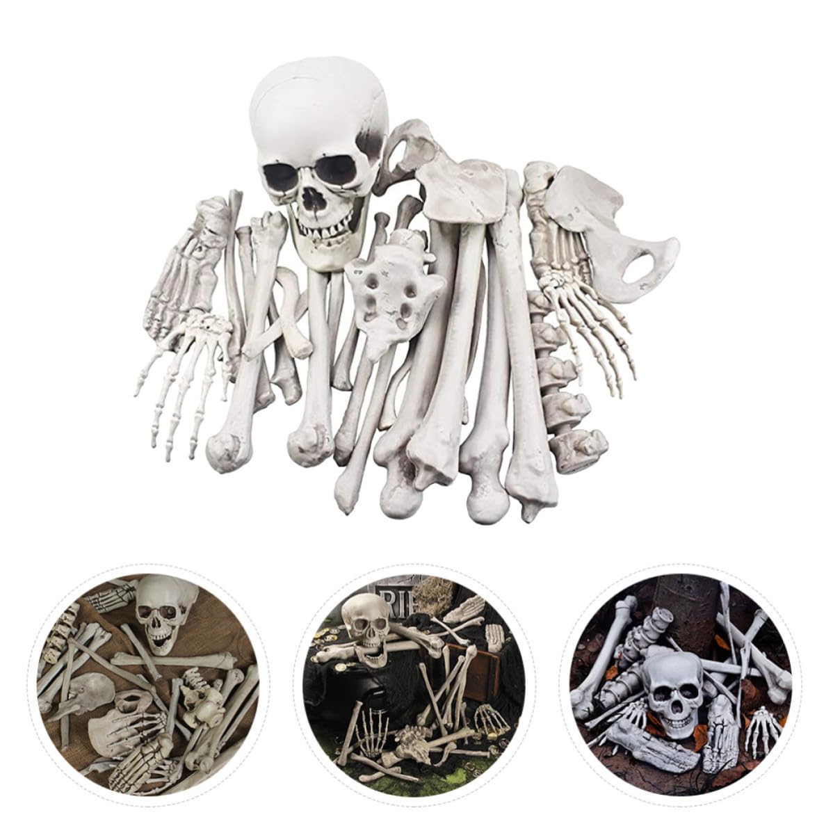 Decorazione di Halloween Ossa Scheletro in Plastica Bianco Realistico per Decorazioni Casa e Festa di Halloween per Ambienti Esterni e Party