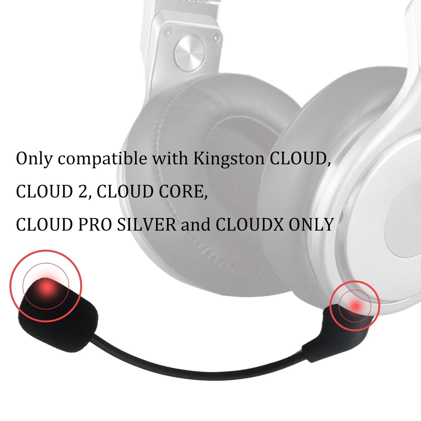 Game Mic Fit for Hyperx Cloud 2/Cloud/Cloud X Headsets, 3.5mm Jack Detachable Mic Design, Noise Cancellation, Low Impedance,No Delay, Black