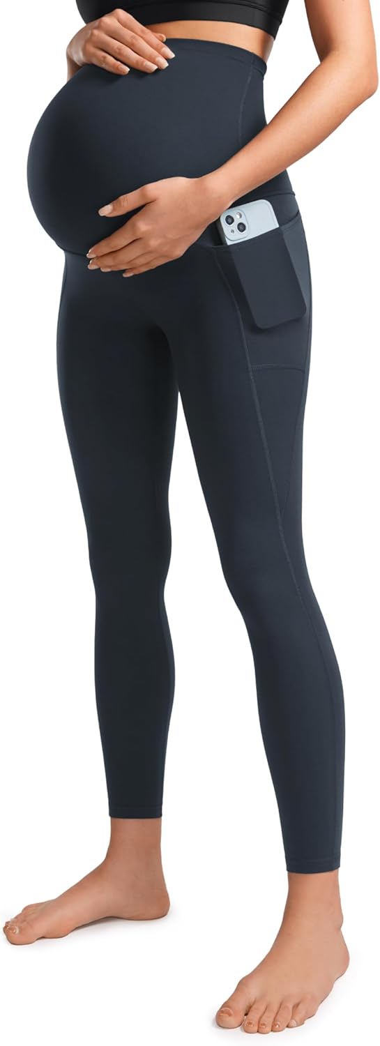 CRZ YOGA Womens Butterluxe Maternity Leggings with Pockets Over The Belly 25" - Workout Active Yoga Pregnancy Pants Soft