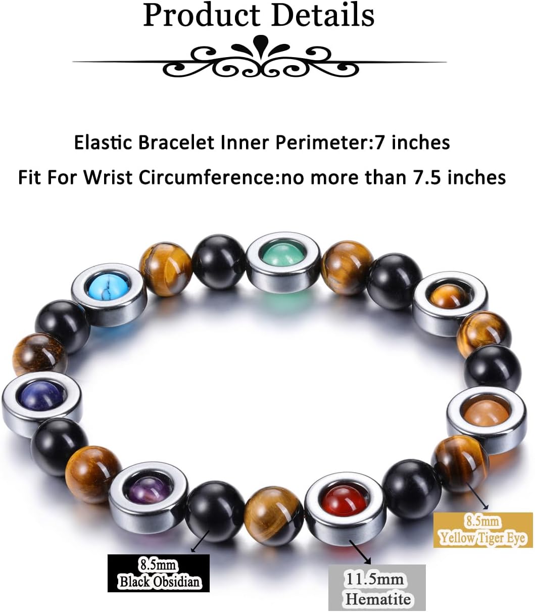 MANIFO Black Obsidian Tiger Eye Crystal Bracelet for Men Healing Crystals Gemstone Bead Bracelets Gifts - Image 7