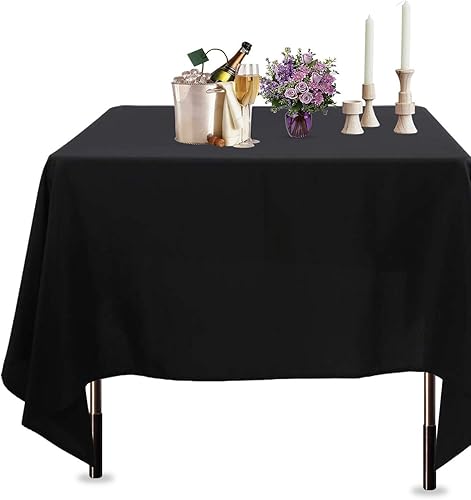 Trimming Shop Mantel cuadrado de poliéster de algodón negro para comedor y fiesta de Navidad, 54 x 54 pulgadas (individual)