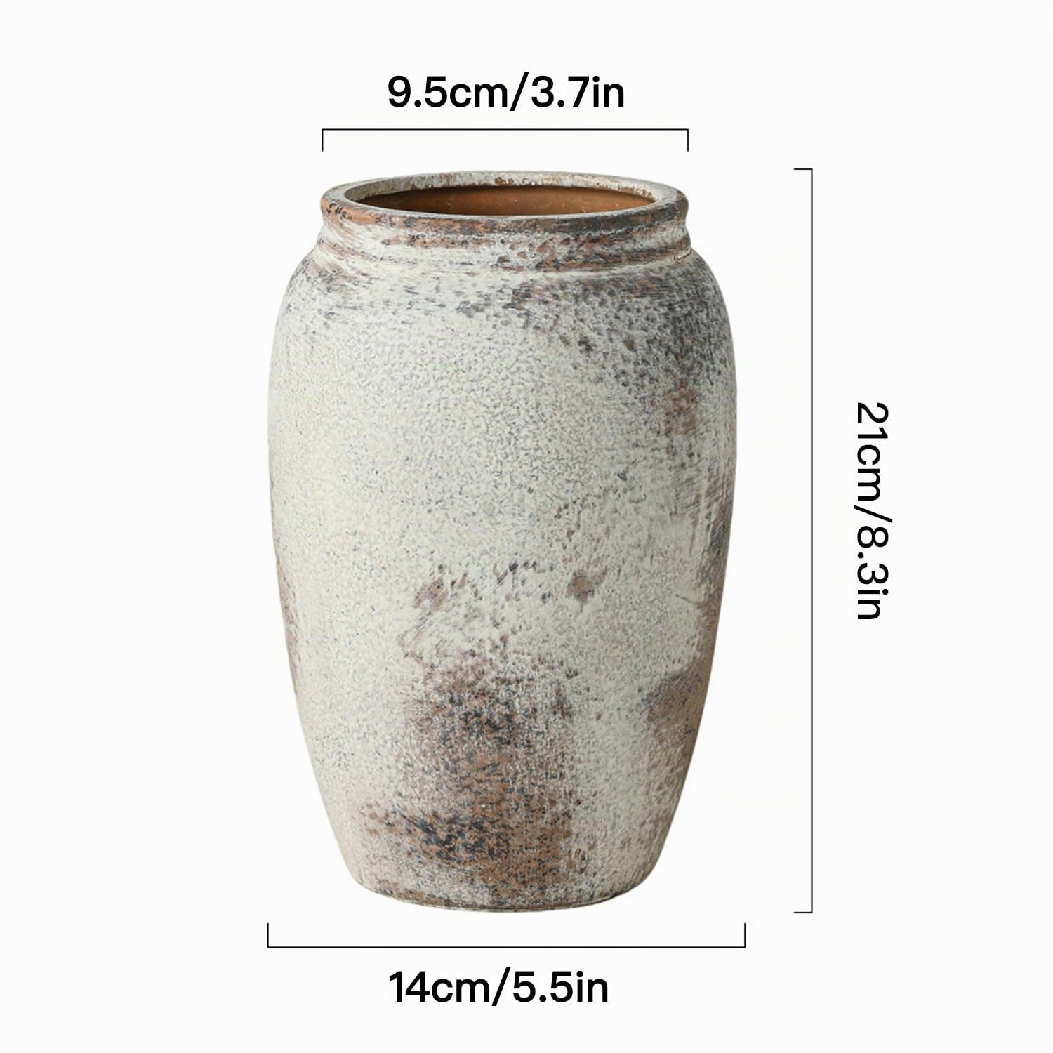 Vaso da fiori in ceramica, altezza 21 cm, vaso per fiori, vaso decorativo in terracotta per decorazione della casa, pavimento, cucina, sala da pranzo, scrivania, mensola, caffè