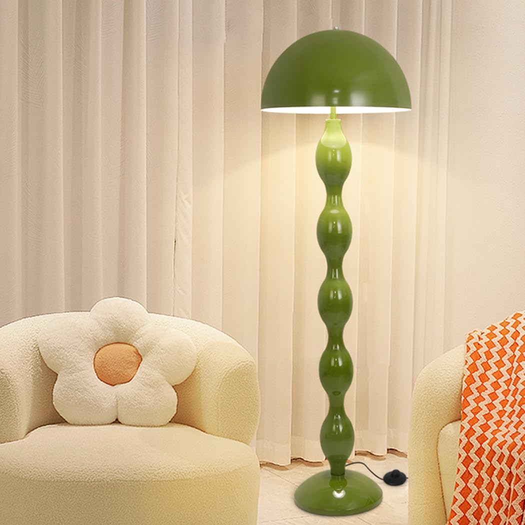Floor Lamp Creative Green Mushroom Lamp, Standing Lamp with Foot Switch, Creamy Style Modern Tall Lamp for Living Room, Bedroom, Office, Corner, E26/E27 Bulbs Compatible