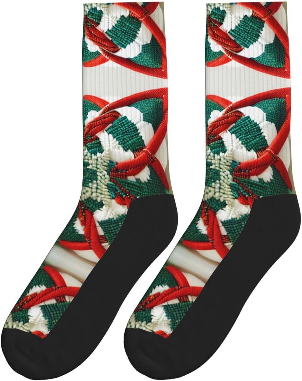 Woolen fabric pattern Mid-calf athletic socks, non-slip and durable, suitable for everyday wear.